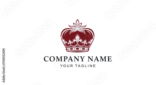 Elegant Red Crown Logo Design with Intricate Details and Fleur-de-lis Accent.