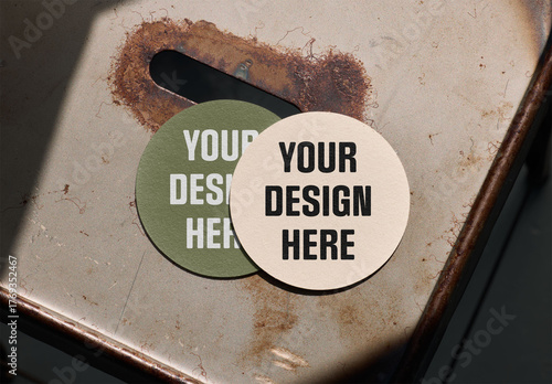 Mockup Of Two Customizable Round Drinks Coasters