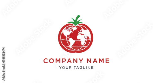 Global Tomato Logo Representing Worldwide Food and Agriculture Company.