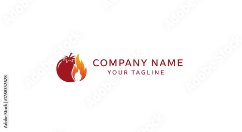 Abstract fiery logo with company name and tagline.