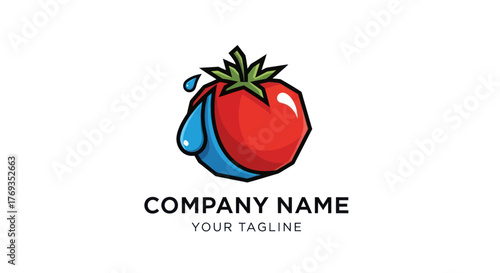 Tomato with Water Drop Logo Design for Fresh Produce Company.