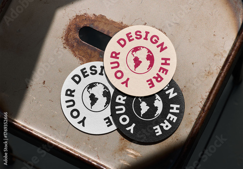 Mockup Of Three Customizable Round Drinks Coasters