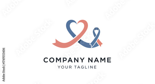 Heart and Ribbon Logo Design for Healthcare and Awareness Campaigns.