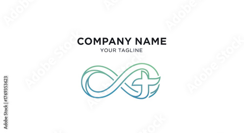 Modern Christian Logo with Infinity Symbol and Cross.
