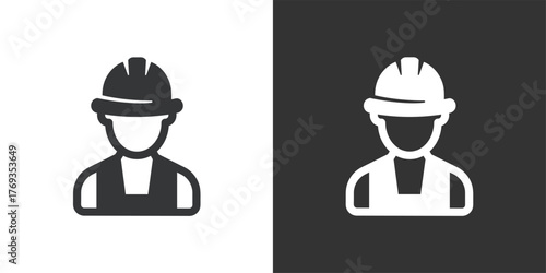 Construction worker icon. Solid glyph series icon