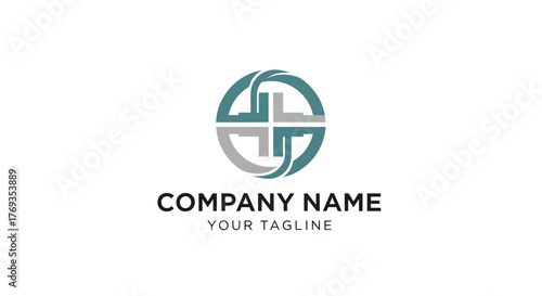 Abstract Medical Logo Design with Circular Shape and Cross Symbol.