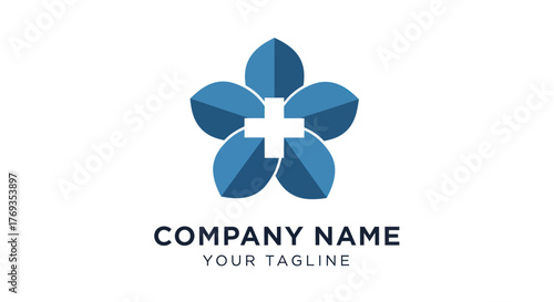 Medical flower logo design representing health and wellness concept.