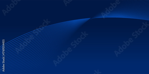 Elegant dark blue abstract background with smooth curved wave lines and gradient effect, modern minimalist design ideal for business, technology, corporate, and digital presentation templates. Eps10.