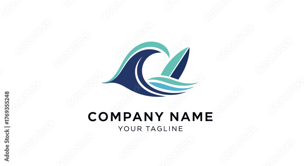 Obraz premium Dynamic Wave Logo Design in Blue and Green Tones.