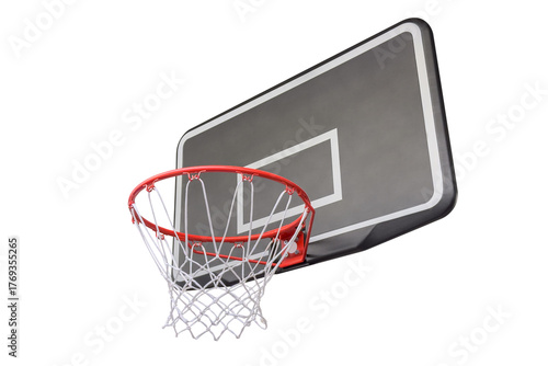basketball board with hoop close up isolated on white background