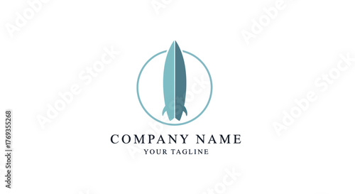 Modern rocket ship logo design within a circular frame for company branding.