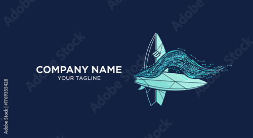 Photography Surfboards and Ocean Wave Illustration.