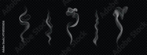 Vector hot smoke, bbq fog, coffee and food haze.