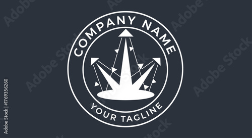 Modern crown logo emblem with upward pointing arrows in a circle.