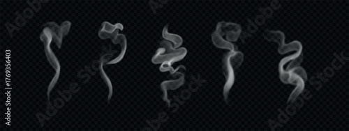 Vector realistic wavy steam and hot smoke.