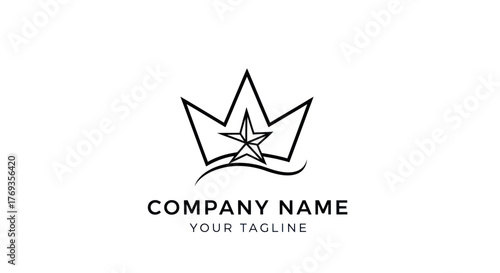 Minimalist Crown Logo with Star and Wave Element.