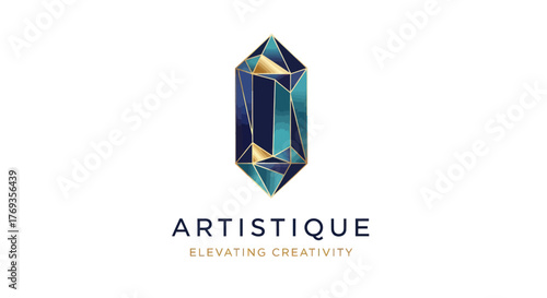 Elegant Artistic Gemstone Logo Design with Geometric Facets.
