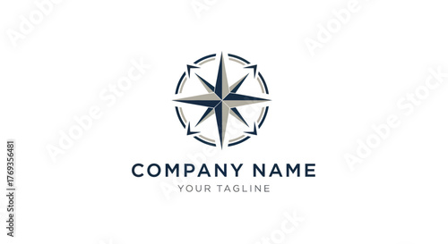 Compass Rose Logo Design for Navigation and Exploration Company.