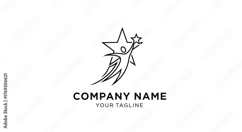 Fototapeta premium Inspirational logo of a star-shaped person achieving a goal.