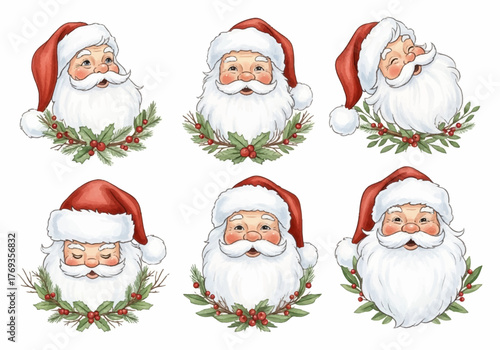 Watercolor Santa Claus Collection Festive Holiday Illustrations for Christmas and New Year