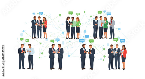 Diverse business teams collaborating on digital network for global expansion and growth with modern communication in a dynamic environment