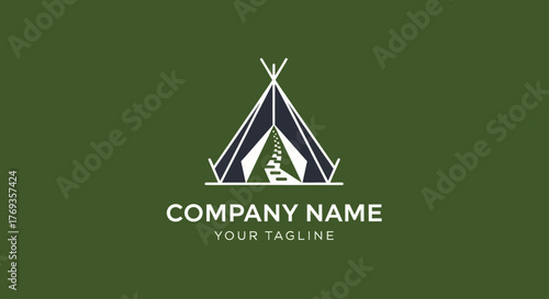 Minimalist tipi tent logo design for an outdoor adventure brand.