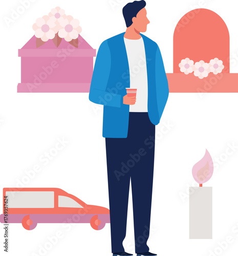 Burning candle from paraffin wax