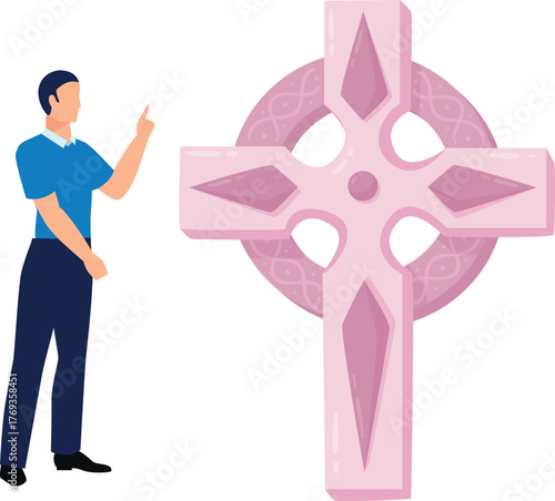 Man is explaining jesus cross clipart.