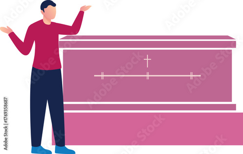 Man is pointing is dead body box