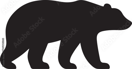American black black bear silhouette, black vector icon style