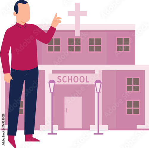 Man showing Christian School.