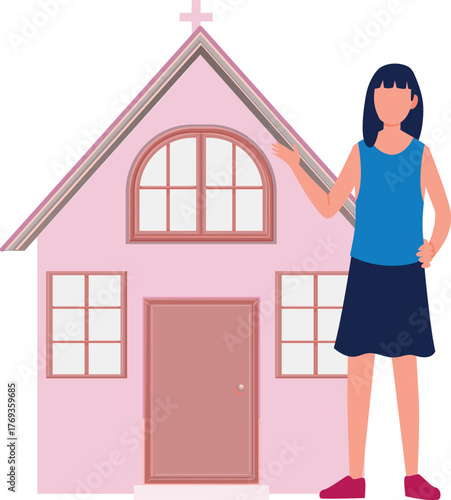 The girl is pointing Christian home
