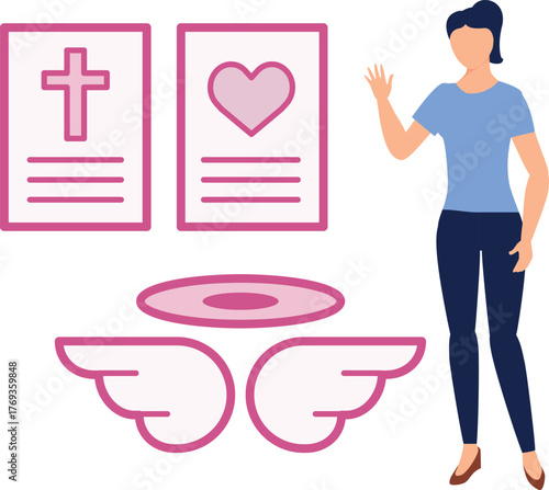 The girl is pointing message blessing.