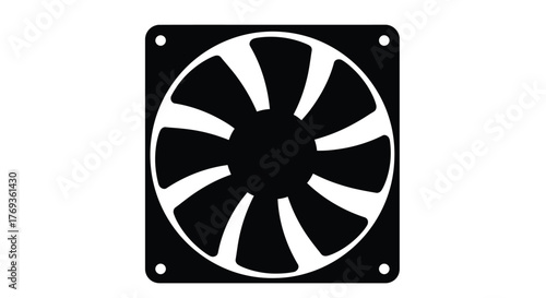 A black and white illustration of a computer cooling fan component