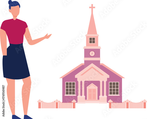 Woman is pointing church prayer