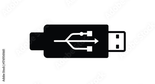 Simple black and white illustration of a standard usb type a connector