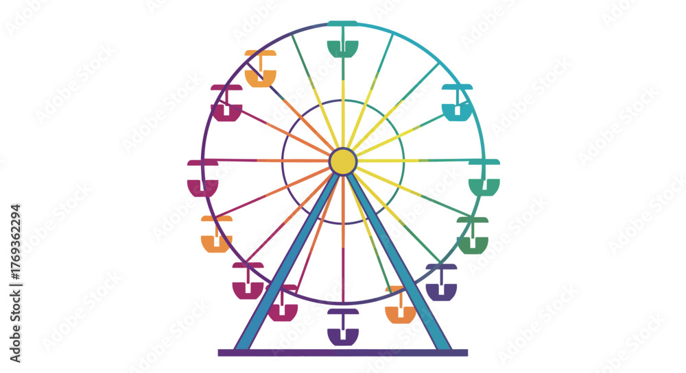 Obraz premium Colorful ferris wheel illustration with simple design and bright hues