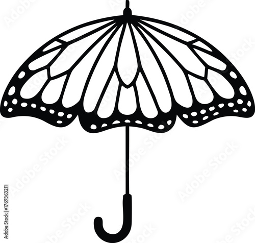Umbrella Made of Butterfly Wings Outline-