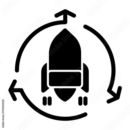 Startup Launch Growth Rocket icon from the Customer Development icon collection (Glyph Style)