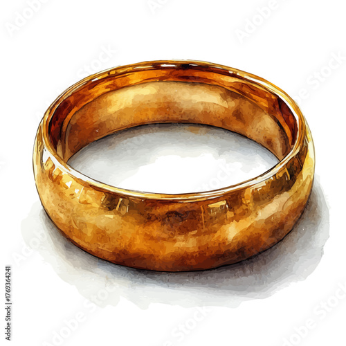 Ring, watercolor painting vector, isolated on a white background.