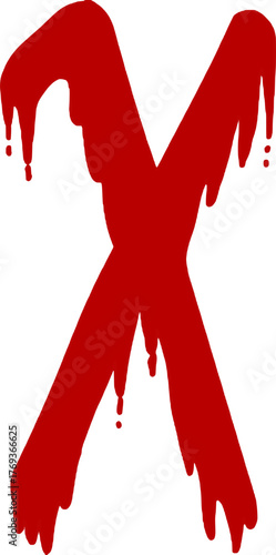 Bleeding Red Letter X Graphic