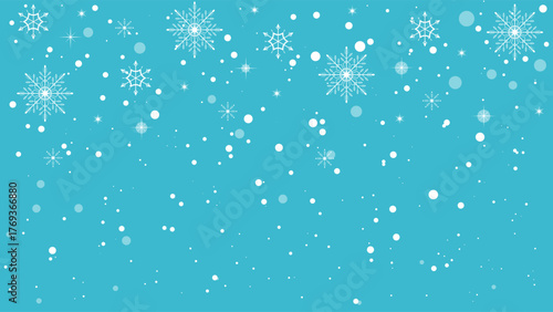 Sparkling White Snowflakes Falling During Winter Background
