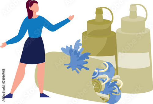 The girl is happy with shawarma and sauces