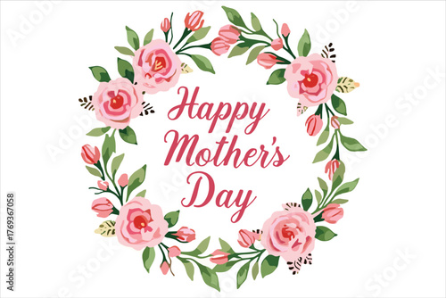 Elegant Happy Mother’s Day Mom Rose Frame featuring beautiful roses and floral decorations in a soft, feminine style