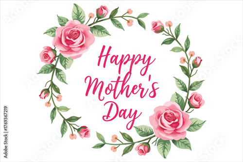 Elegant Happy Mother’s Day Mom Rose Frame featuring beautiful roses and floral decorations in a soft, feminine style