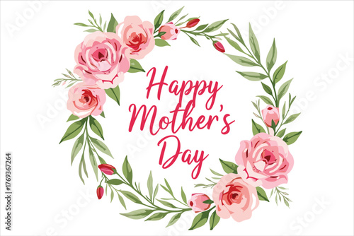 Elegant Happy Mother’s Day Mom Rose Frame featuring beautiful roses and floral decorations in a soft, feminine style