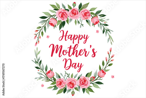 Elegant Happy Mother’s Day Mom Rose Frame featuring beautiful roses and floral decorations in a soft, feminine style