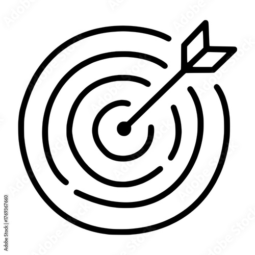Handmade Minimal target with arrow outline icon symbolizing business goal success