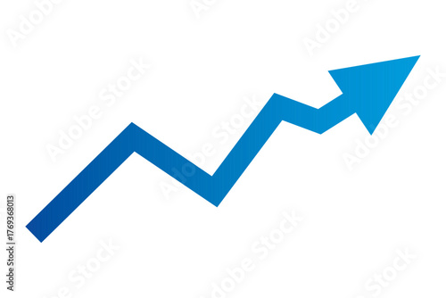 Blue Arrow Bar Chart, Growing Business Concept, Profit Vector Illustration, Sales Symbol with Upward Arrow, Economic Growth Trend.