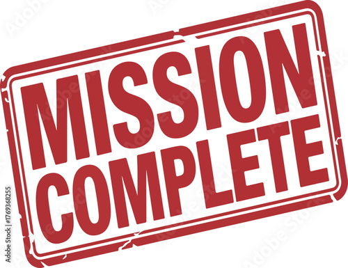 Mission complete stamp on white background